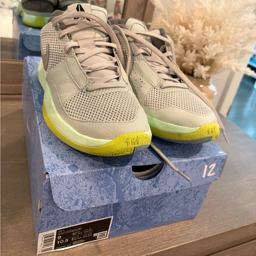 Nike Ja 1 "Light Silver/Cyber/Cool Grey/Granite" Men's Basketball Shoe Size 9 - Picture 8 of 10